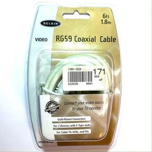 🦋 Belkin Coaxial Cable Video to TV RG59 F8v304-06-wht  6ft P97217-A
